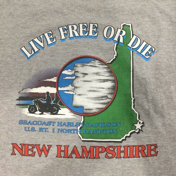 Harley-Davidson T-Shirt Men's Size XL Color Gray Seacoast NH Live Free or Die - Picture 11 of 11